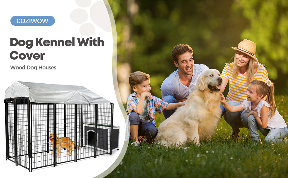 Coziwow Heavy Duty Weather-proof Large Dog Crate & Pinewood Pet House Kennel Suit, Indoor and Outdoor Use CW12S0480CW12E0416 970X600 1