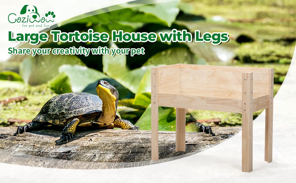 Coziwow Wooden Tortoise Habitat Large Turtle Enclosure with Waterproof Cloth, Natural CW12X0538A970X6001