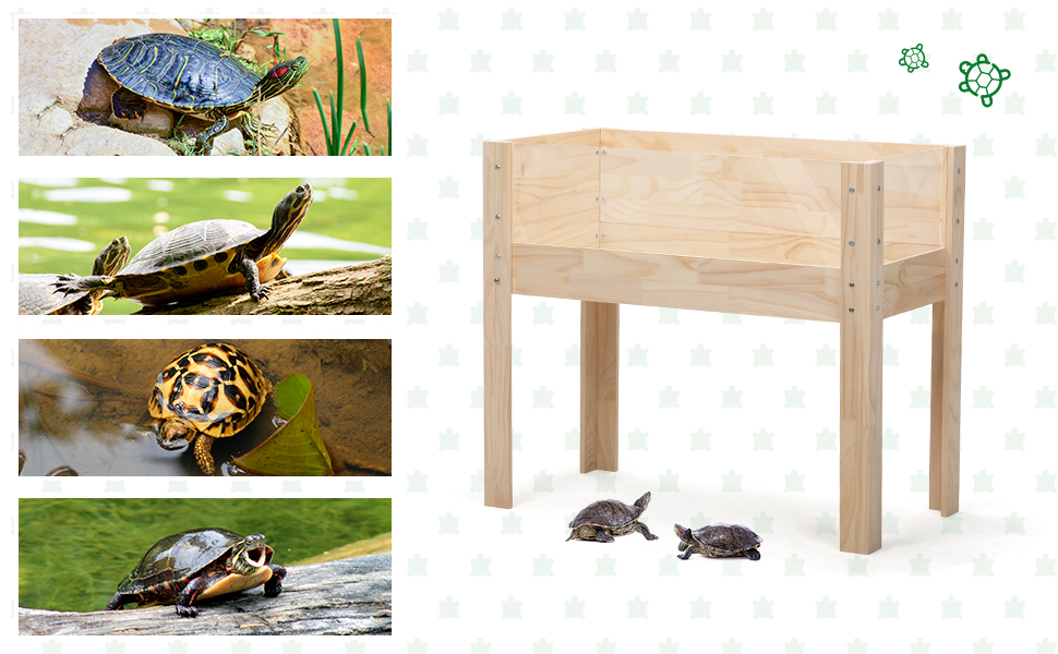 Coziwow Wooden Tortoise Habitat Large Turtle Enclosure with Waterproof Cloth, Natural CW12X0538A970X6003