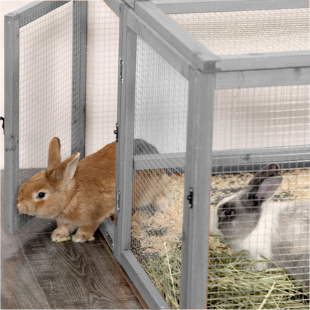 45″L Foldable Wood Rabbit Hutch Chicken Coop, Outdoor/Indoor, For 2-4 Pets, Gray 图文1 8 Rabbit Supplies