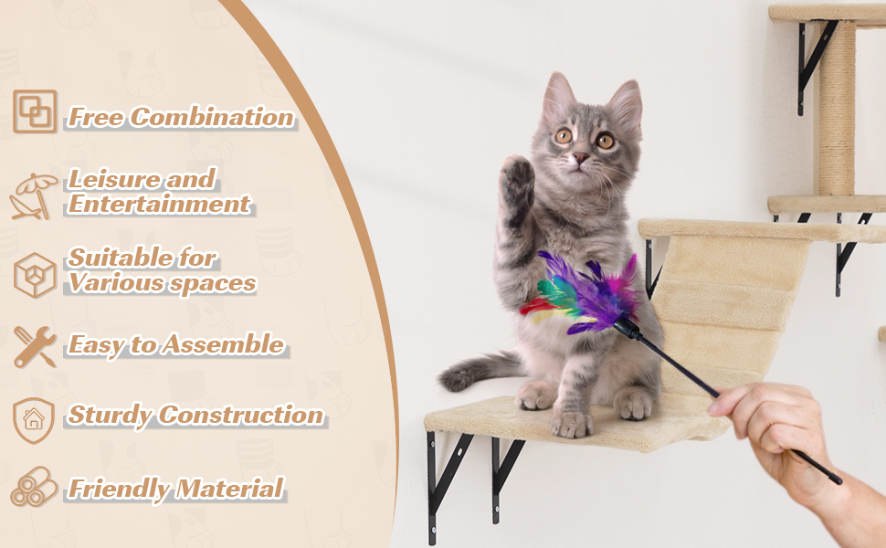 Coziwow 5 Pcs Wood Wall-Mounted Cat Tree Climber Shelves Set With Cat Perches, Scratcher, Bridge and Cat Condo House 44b9daa0 ce14 4b30 a9f5 b00d1f55bf36. CR00970600 PT0 SX970 V1