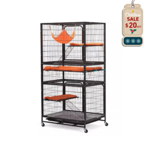 Coziwow 63"H 4-Tier Wire Large Indoor/Outdoor Cat Enclosures on Wheels, Black 201