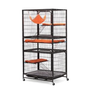 Coziwow 63"H 4-Tier Wire Large Outdoor Cat Enclosures, Cat Crate with Casters, Hammock, Bed, Ladder, Pet Enclosure Home, Black CW12U0536 zt2