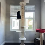 102"-114"H Wood Adjustable Floor-to-Ceiling Cat Tree, Indoor Cat Climbing Tower for DIY Combination, Natural photo review