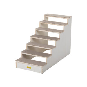 Coziwow Wood Dog Stairs Climber, 7-Step Pet Ladder with Carpet Steps, Natural+Gray CW12N0549 3