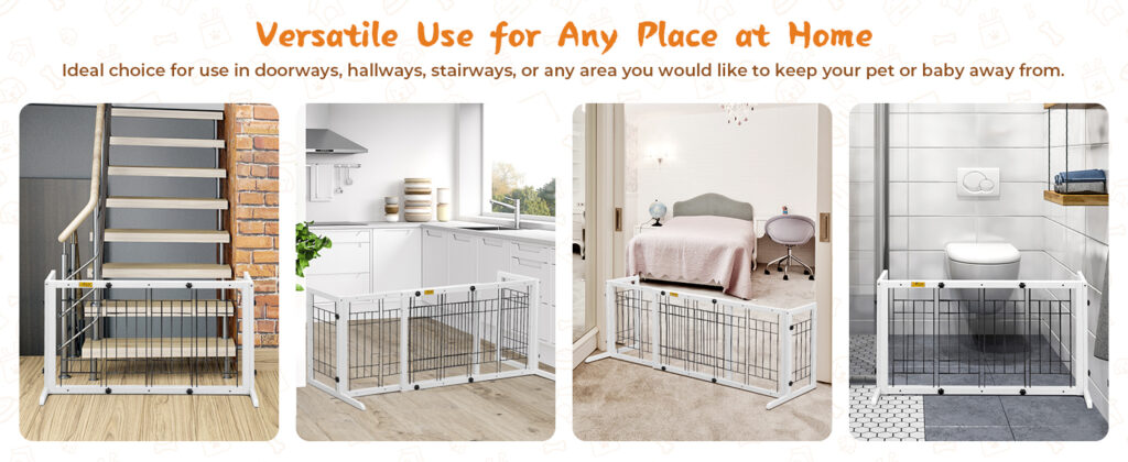 Coziwow 38.2"-71"L Adjustable Dog Gate, Extra Wide Freestanding Portable Partition Dog Fence, White CW12P0550A1464X6004