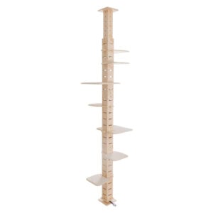 102"-114"H Wood Adjustable Floor-to-Ceiling Cat Tree, Indoor Cat Climbing Tower for DIY Combination, Natural CW12R0551 3