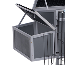 83"L Extra Large Outdoor Wooden Chicken House with Foldable Run, for 4-6 Chickens, Dark Gray CW12W0537A220X2203