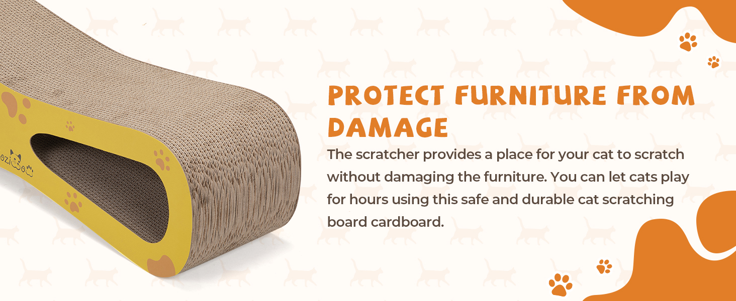 Coziwow 8-Shaped Cat Scratcher Lounge Bed, Cat Scratching Post Cardboard with Catnip, Natural Wood+Yellow CW12Y0557A1464X6005