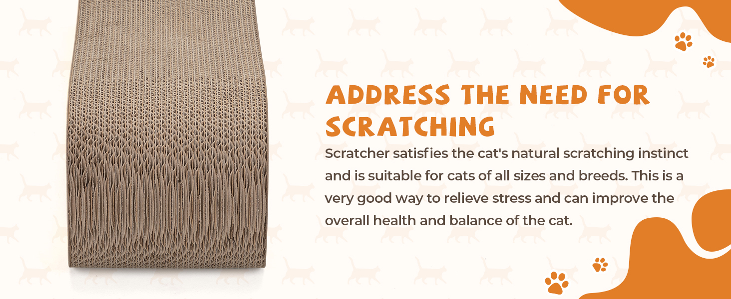 Coziwow 8-Shaped Cat Scratcher Lounge Bed, Cat Scratching Post Cardboard with Catnip, Natural Wood+Yellow CW12Y0557A1464X6006