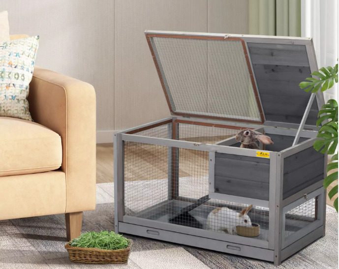 A Grey Rabbit Hutch Offered by Coziwow

