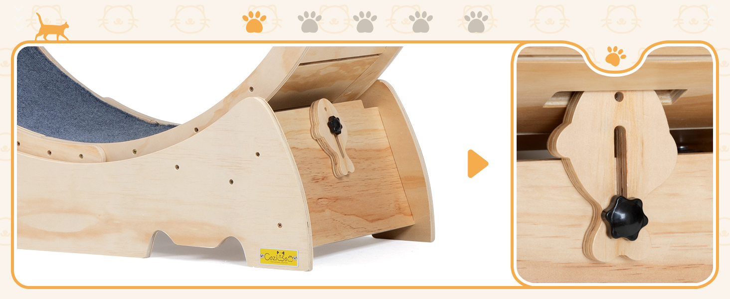 Coziwow 37"L Large Wood Cat Exercise Wheel with Silent Bearings, Lockable Latch, Natural CW12B0559A1464X6003