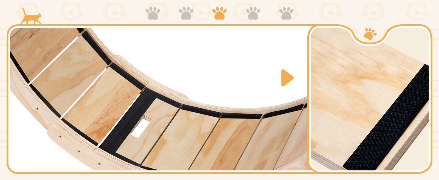 Coziwow 37"L Large Wood Cat Exercise Wheel with Silent Bearings, Lockable Latch, Natural CW12B0559A1464X6005