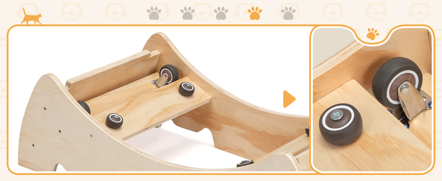 Coziwow 37"L Large Wood Cat Exercise Wheel with Silent Bearings, Lockable Latch, Natural CW12B0559A1464X6006