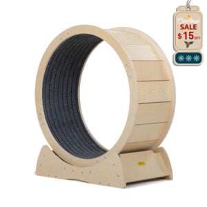 Coziwow 31.5″L Wood Cat Exercise Wheel, Large Cat Treadmill with Silent Pulleys, Natural Wood CW12S0498
