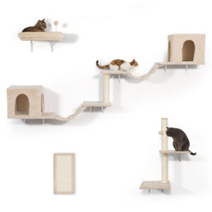 Coziwow 8-in-1 Wall Mounted Cat Tree Climber Shelves Set, Beige/Light Gray/Dark Gray CW12T0553 zt9