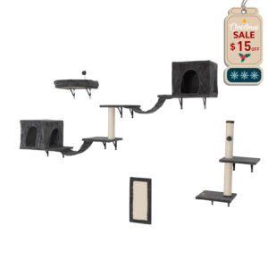 Coziwow 8-in-1 Wall Mounted Cat Tree Climber Shelves Set, Beige/Light Gray/Dark Gray CW12W0555