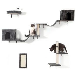 Coziwow 8-in-1 Wall Mounted Cat Tree Climber Shelves Set, Beige/Light Gray/Dark Gray