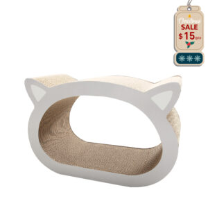 Coziwow Cat-Head Shaped Cat Scratcher Cardboard, Scratching Pad Bed, Natural Wood CW12Y0323