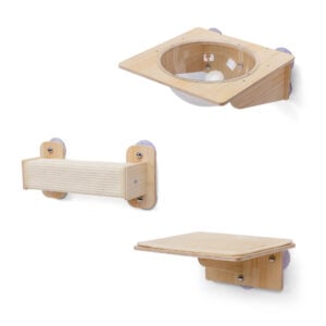 Coziwow 3 PCS Wooden Cat Wall Shelves, Wall Mounted Cat Perches, Natural CW12F0561 3