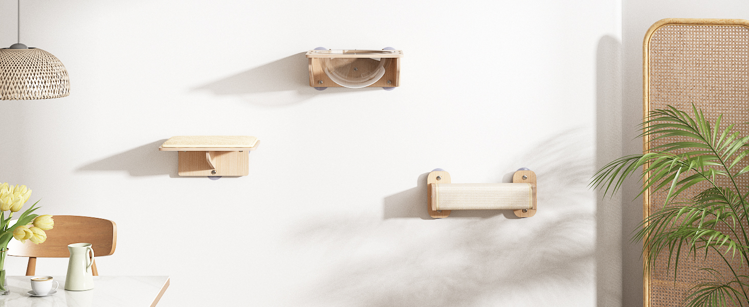 Coziwow 3 PCS Wooden Cat Wall Shelves, Wall Mounted Cat Perches, Natural CW12F0561 jmhlj1464X600Marco7