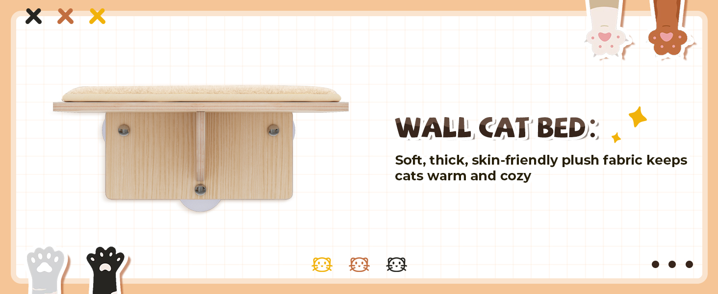 Coziwow 3 PCS Wooden Cat Wall Shelves, Wall Mounted Cat Perches, Natural CW12F0561A1464X6002