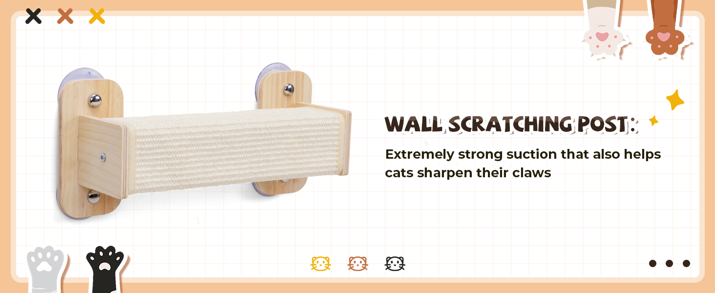 3 PCS Wooden Cat Wall Shelves, Wall Mounted Cat Perches, Natural CW12F0561A1464X6004 Cat Supplies