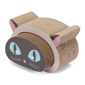 2-In-1 Cat-Head Shaped Cat Scratcher, Recyclable Corrugated Scratching Pad Bed, Cat Pattern CW12T0589 zt7