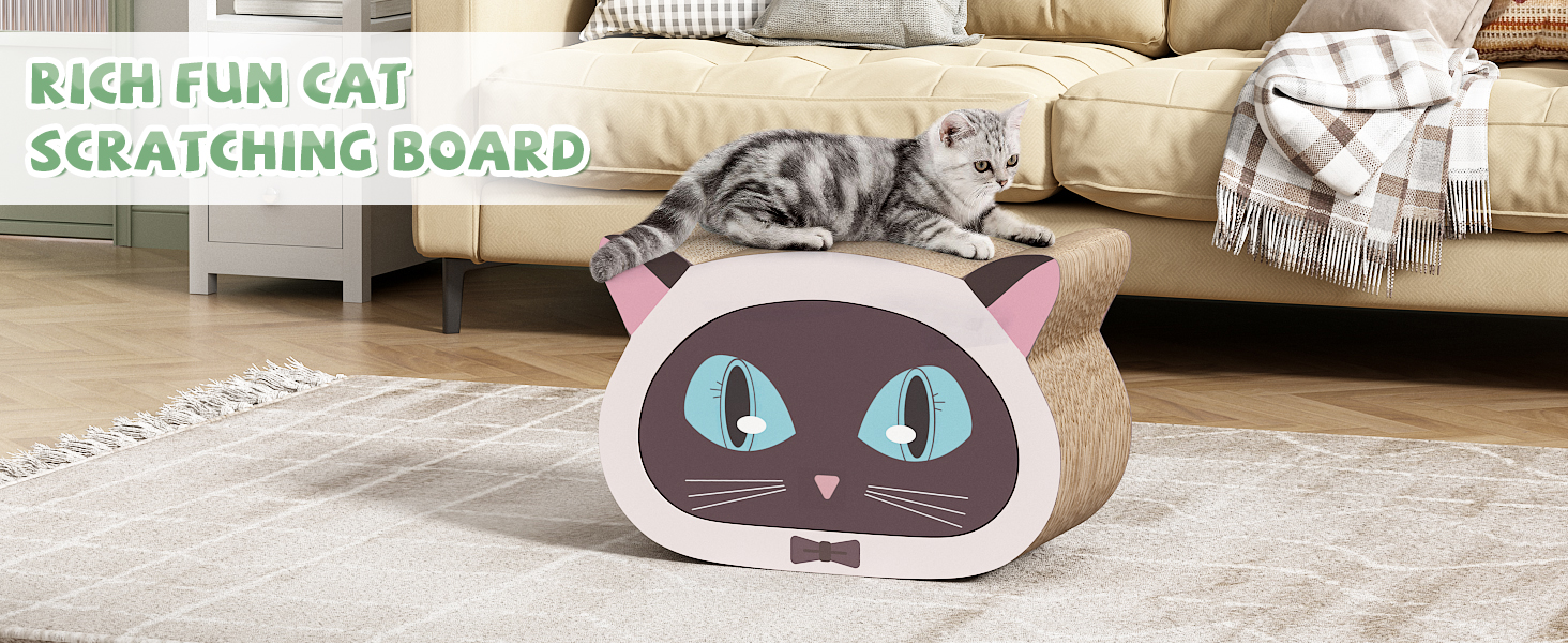Coziwow 2-In-1 Cat-Head Shaped Cat Scratcher, Recyclable Corrugated Scratching Pad Bed, Cat Pattern CW12T0589A1464X6001
