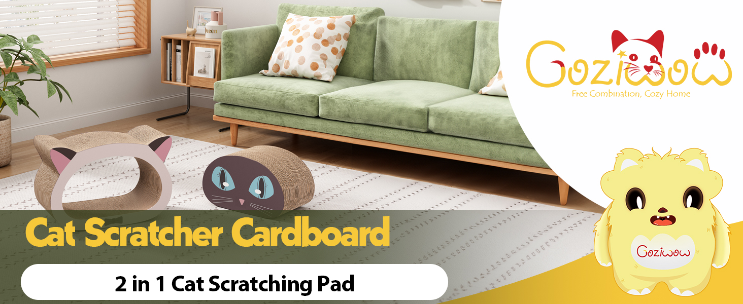 2-In-1 Cat-Head Shaped Cat Scratcher, Recyclable Corrugated Scratching Pad Bed, Cat Pattern 画板 1 1 Cat Scratcher