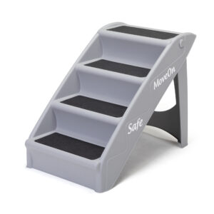 Coziwow 4-Step Foldable Dog Stairs, Pet Steps with Non-slip Pads, Gray