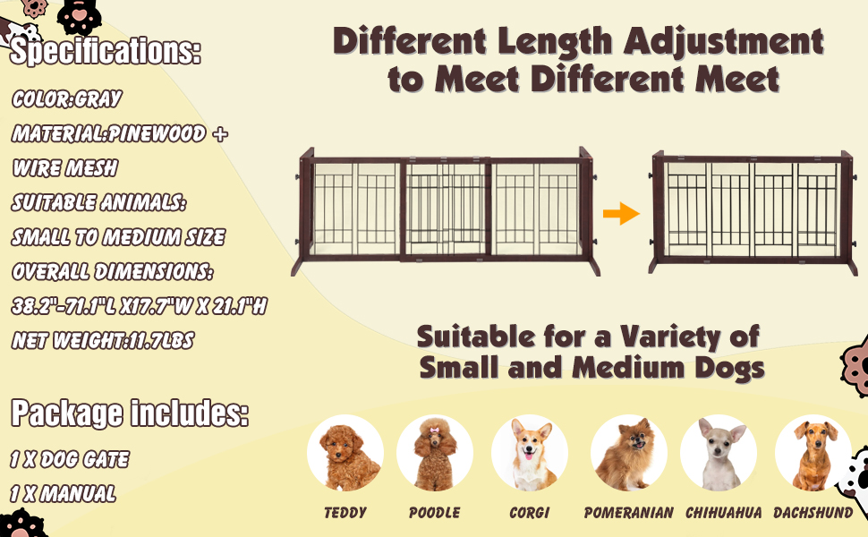 Coziwow 38"-71"L Adjustable Dog Gate, Extra Wide Freestanding Partition Foldable Dog Fence CW12X0592 960x6002 1 dog gate