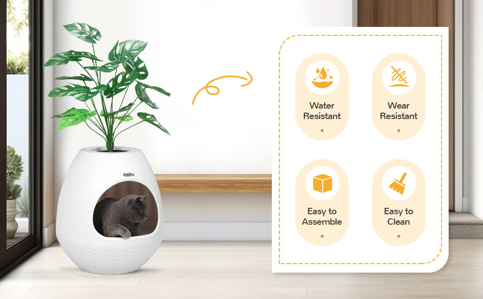 Eggloa6 Plant Litter Box, Hidden Cat Litter Box with Artificial Plants, DIY Litter Box Furniture CW12F0597A970X6003 Cat Supplies