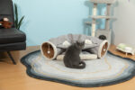 2-in-1 Cat Tunnel Toy, Scratch-Resistant Collapsible Cat Bed with Removable Mat, Grey and White photo review