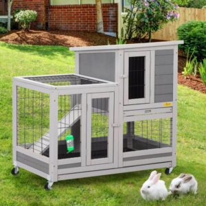 Coziwow 2-story rabbit hutch best for 1-2 rabbits in outdoor