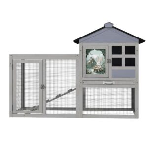 2-Tier Outdoor Rabbit Cage with Ramp & Openable Roof-CW12K0726