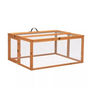 Coziwow 45″L Wood Foldable Rabbit Cage Chiken Coop For 2–4 Pets, Orange-CW12N0531