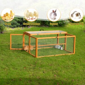 Coziwow 45″L Wood Foldable Rabbit Cage best for 2-4 small animals