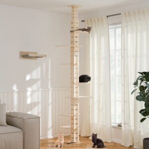 Coziwow 98-114"H Indoor Adjustable Floor-to-Ceiling Cat Tree for DIY Combination