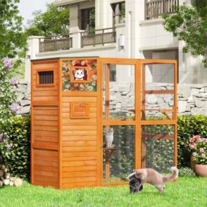 Coziwow Extra Large outdoor Cat enclosure with patterned