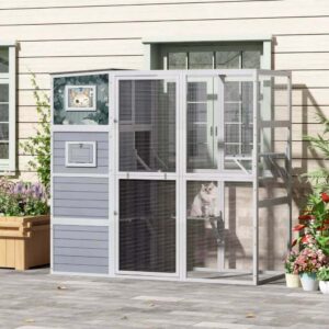 Coziwow grey Extra Large outdoor Cat enclosure can connect to the window