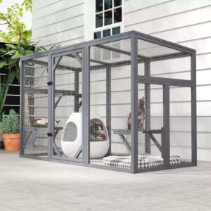 Coziwow outdoor cat enclosure with asphalt flat roof