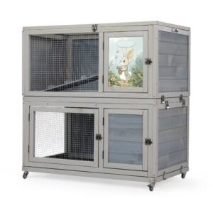 35"L 2-Story Wooden Rabbit House-CW12F0723